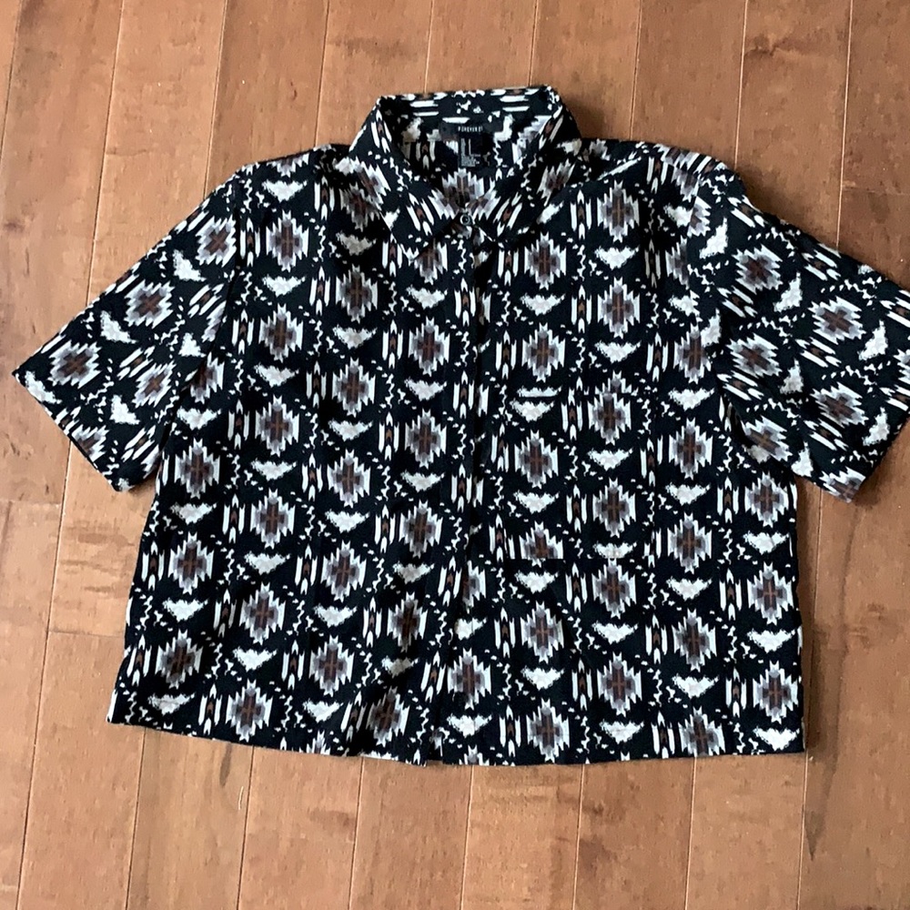 Forever 21 crop top button down shirt